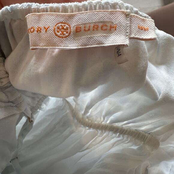 Tory Burch Blue White Gingham Beach Midi Dress MEDIUM Dorthy Ruffle Cottage $298 - Picture 9 of 9